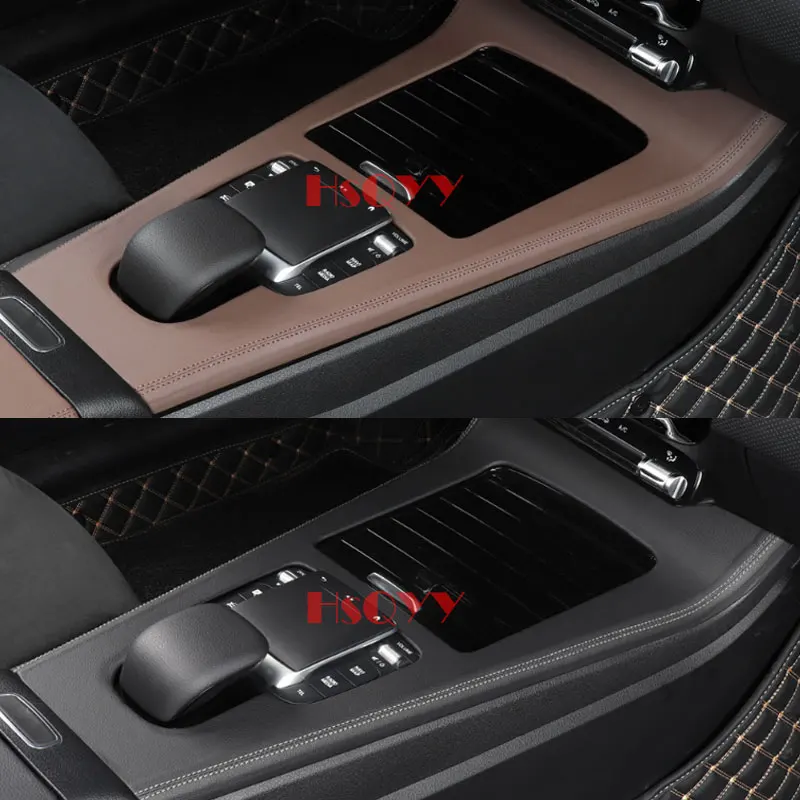 Car Center Console Leather Style Panel Cover Original Stitching Thread Trim Panel Frame For Mercedes Benz A CLA Class W177 C118