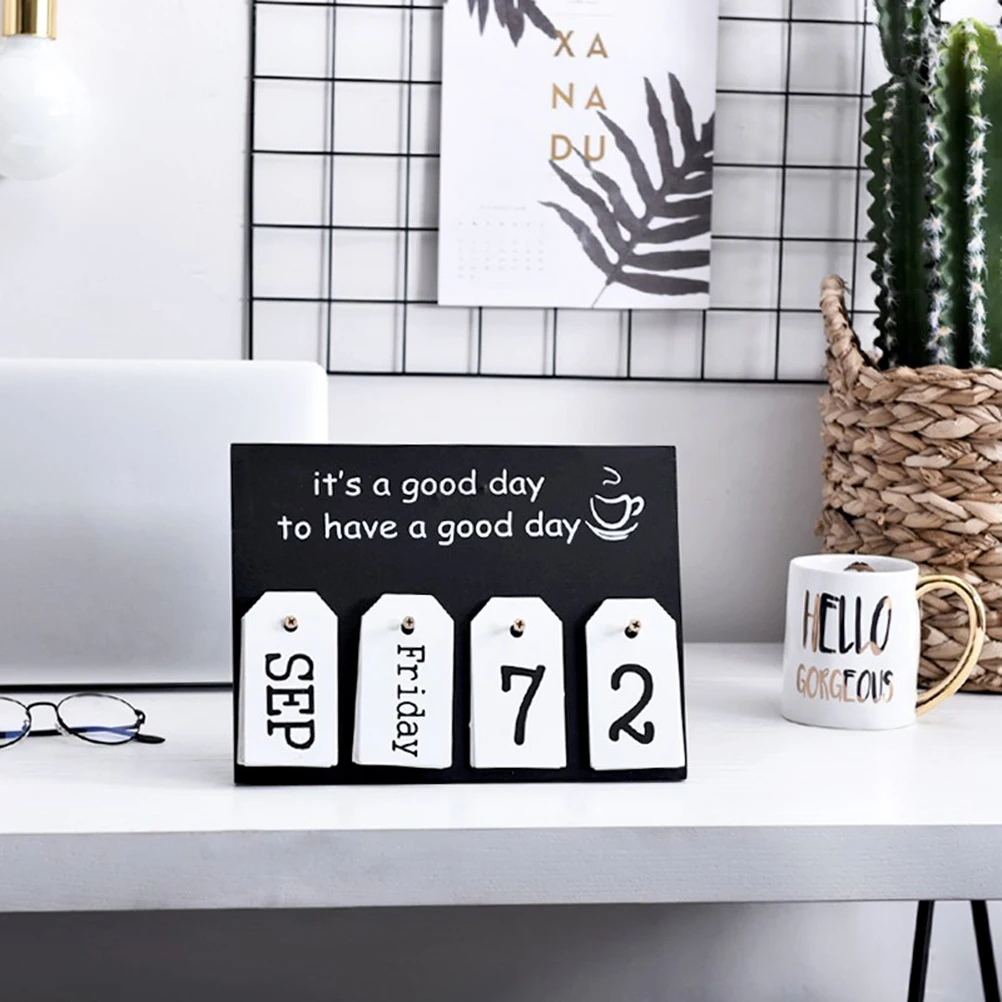 

Creative Wooden Page Turning Calendar Blackboard Style Home Office Desk Decoration Calendar For Room Gift Printing