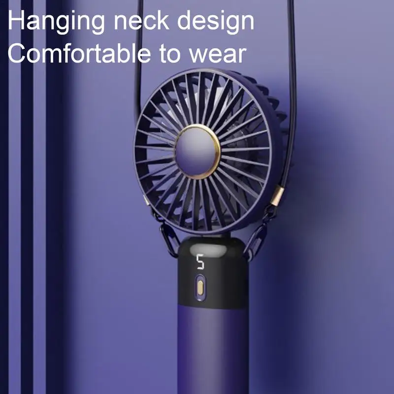 Ventilador Personal de mano, enfriador plegable con carga USB, silencioso, con pantalla Digital y cordón