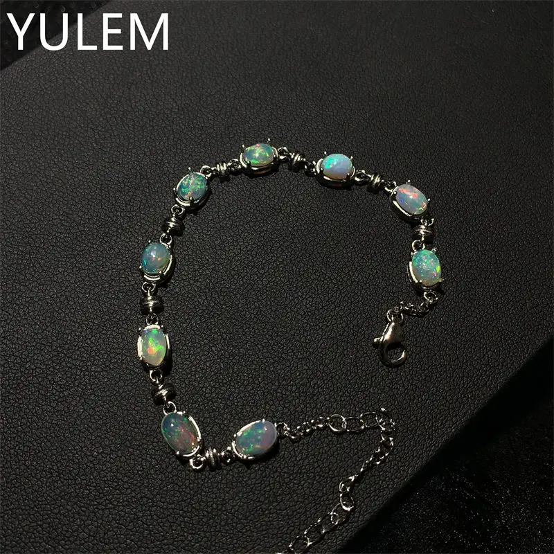 2026  Natural Opal Gem Bracelet Beautiful and Elegant 925 Silver Ladies Daily Wear Fine Jewelry