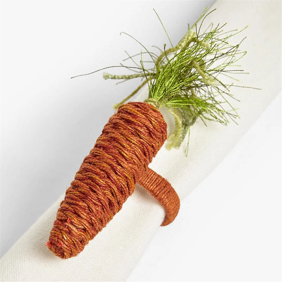 N87R 6PCS Easter Carrot Napkin Ring Cotton and Linen Rustic Hand Woven Napkin Buckles Easter Napkin Ring Holder