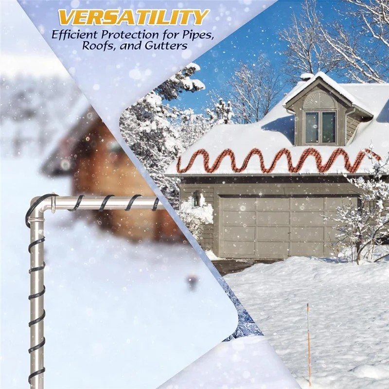 A25I-شريط حراري، مجموعة كابل تسخين إزالة الجليد، مجموعة كابل تسخين أنابيب المياه المحمية مع مشبك تثبيت، قابس أمريكي #5