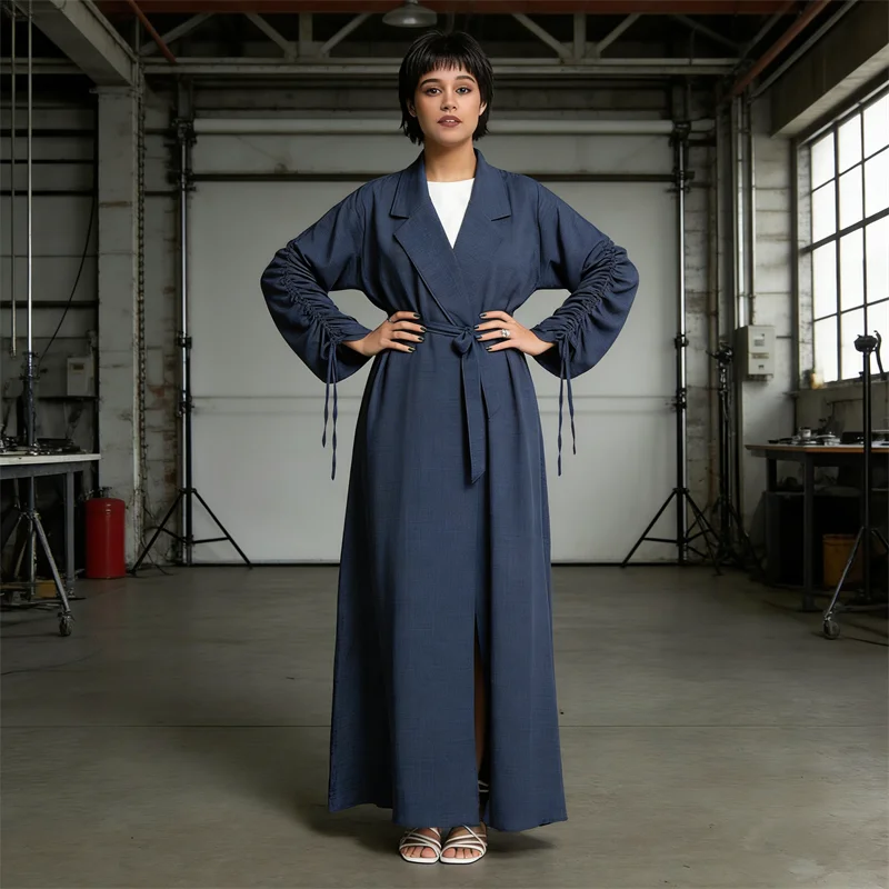 

Eid Dubai Abaya 2026 Ramadan Muslim Women Dresses Open Front Coat Modest Winkle Islamic Clothing Kimono Cardigan Kaftan Kebaya