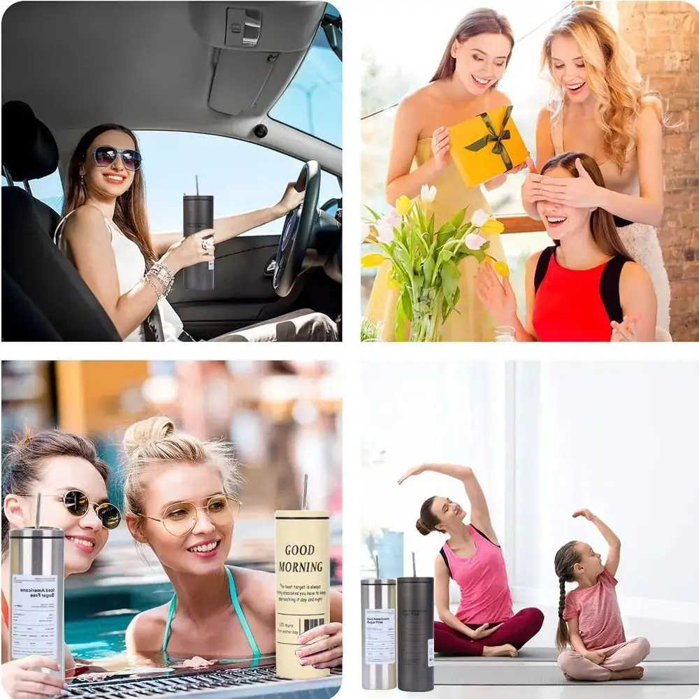 

600ml Thermal Water Bottle Creative Large Capacity Leak-proof Coffee Cup with Straw Keeps Cold and Heat