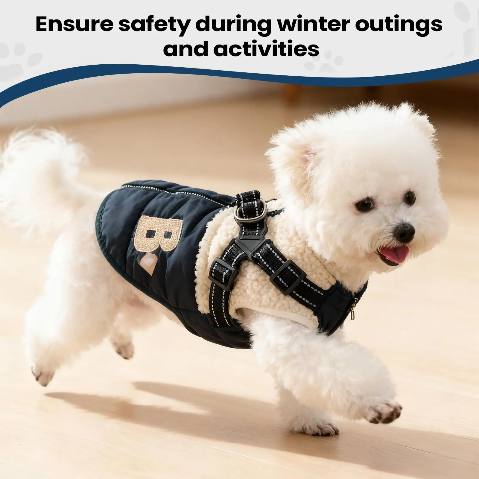 سترة للكلاب مقاومة للرياح سترة مبطنة بالصوف الدافئ مع حزام خلفي مفتوح للكلب معاطف الطقس البارد للحيوانات الأليفة الصغيرة والمتوسطة للخريف في الهواء الطلق #1