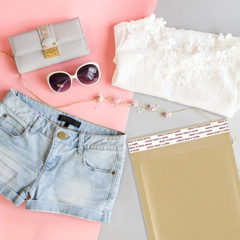 Brown Kraft Paper Bubble Mailers, Almofada Acolchoada Envelopes, Sacos de envio com Casca e Selo para Correio, Natural, 100 Pcs