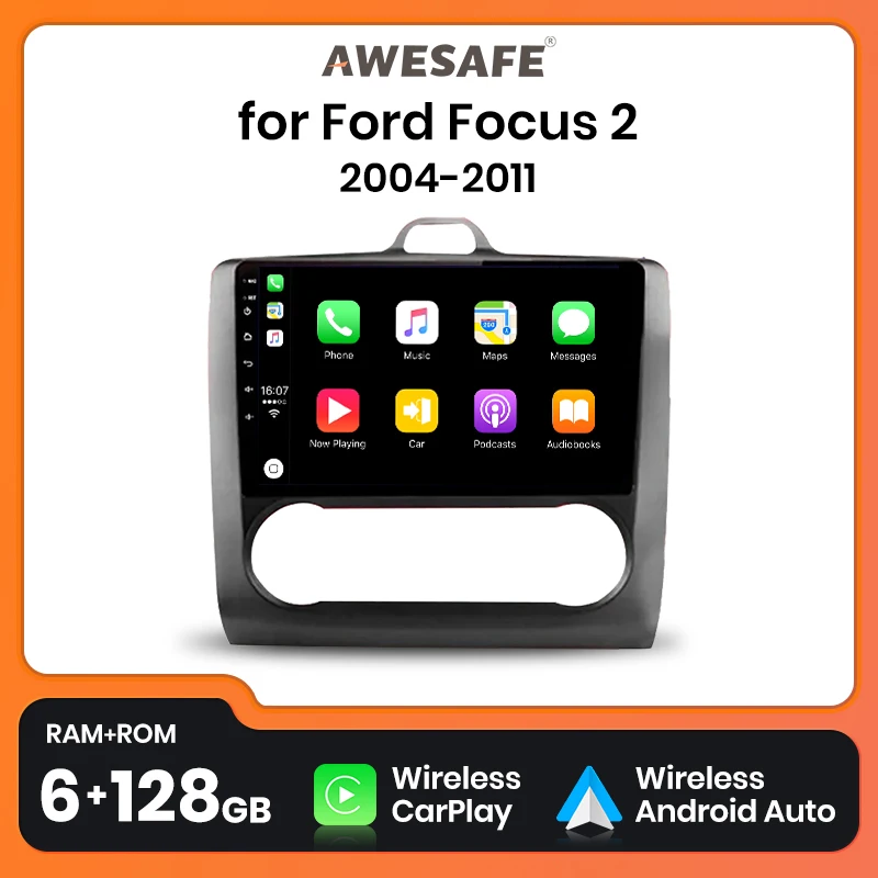 AWESAFE PX9 Plus autoradio For ford focus 2 Mk2 2004 - 2011 sans fil CarPlay Android Auto systèmes intelligents auto Lecteur mul