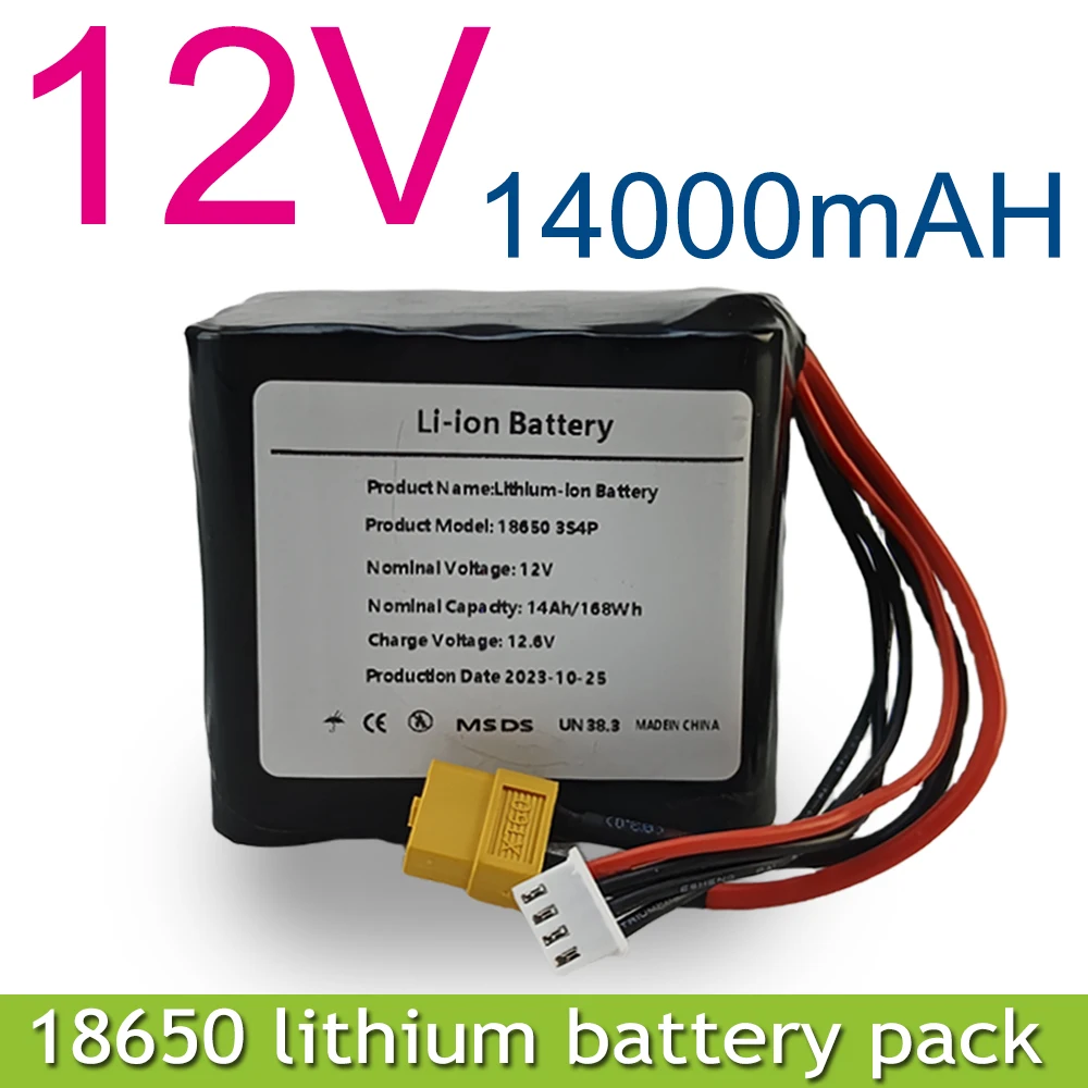 3S4P 12V 14Ah High Capacity UAV Rechargeable 12.6V Li-ion Battery for Various RC Airplane Drone Quadrotor XH2.54-4P XT60