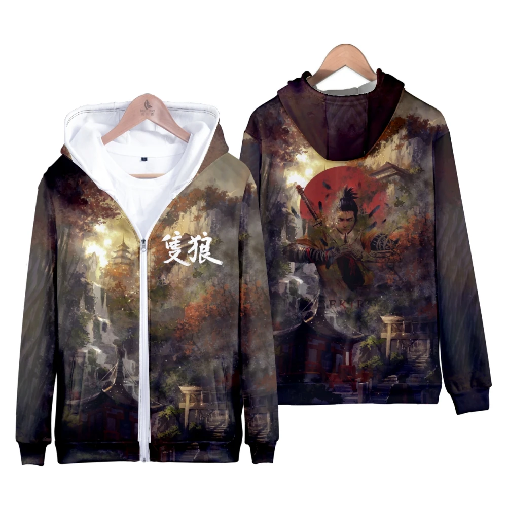 Sekiro Shadows Die Twice Anime Game Zipper Hoodie Long Sleeve Women Men Sweatshirt Harajuku Streetwear 2022 New 3D Clothes