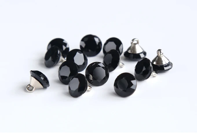 10pcs/lot Size:10mm Black Color Imitation Crystal Buttons Sewing for Shirt Glass Button DIY Scrapbooking (SS-99-1)