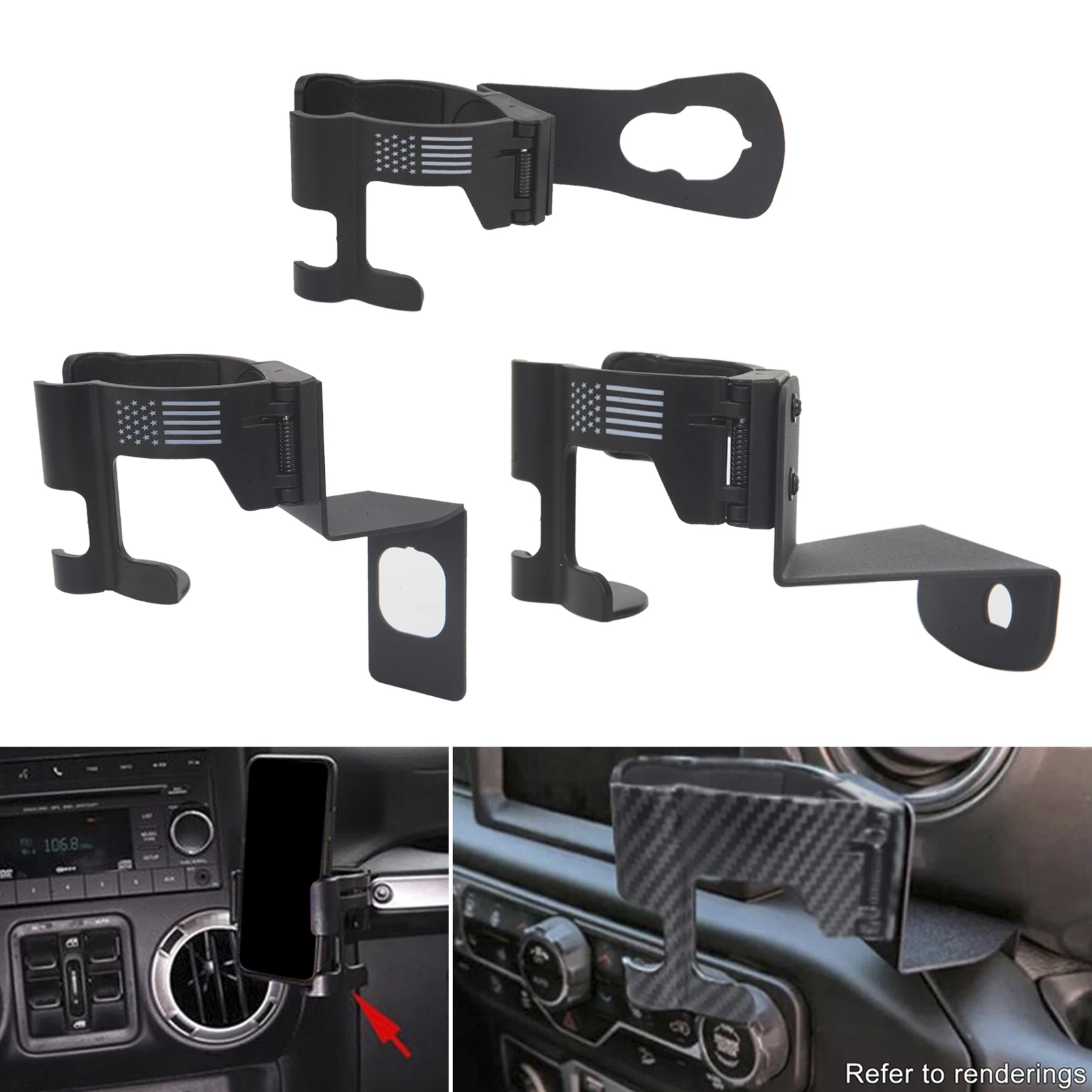 Multifunction Drink Cup Bracket Phone Holder Bolt-On Stand Organizer for Jeep Wrangler JK JL Mobile Phone Water Bottle