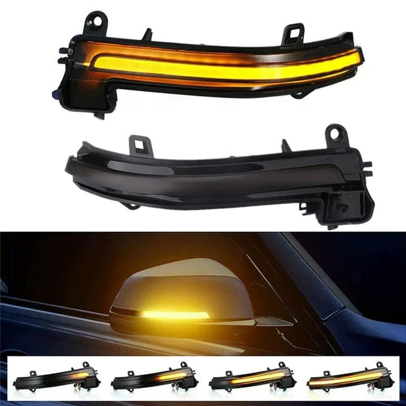 LED Dynamic Sequential Turn Signals Mirror Lights for BMW F30 F32 F36 F22 BMW 1/2/3/4 Series Accessories ,Smoke Black