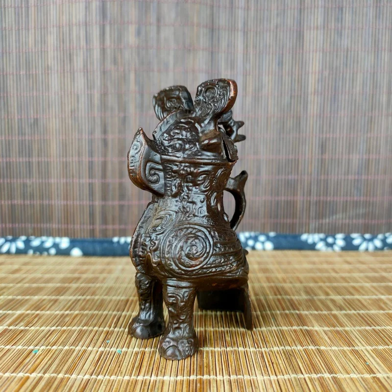 Bronze Female Owl Ornament, Antique Miscellaneous Small Decorative Item for Study and Office Decoration, Gift
