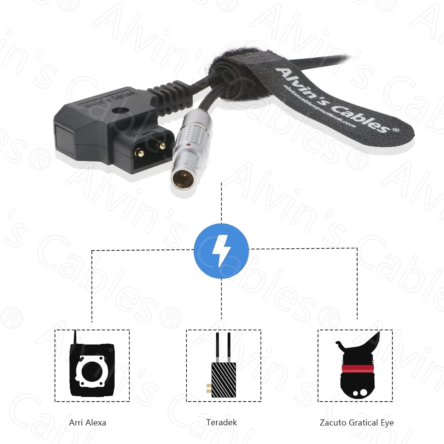 Alvin's Cables Heavy-Duty Locking DC D-Tap Adapter Cable - 5.5x2.1mm to D-Tap Power Supply for ATOMOS PIX E7/E5 & Hollyland Mars