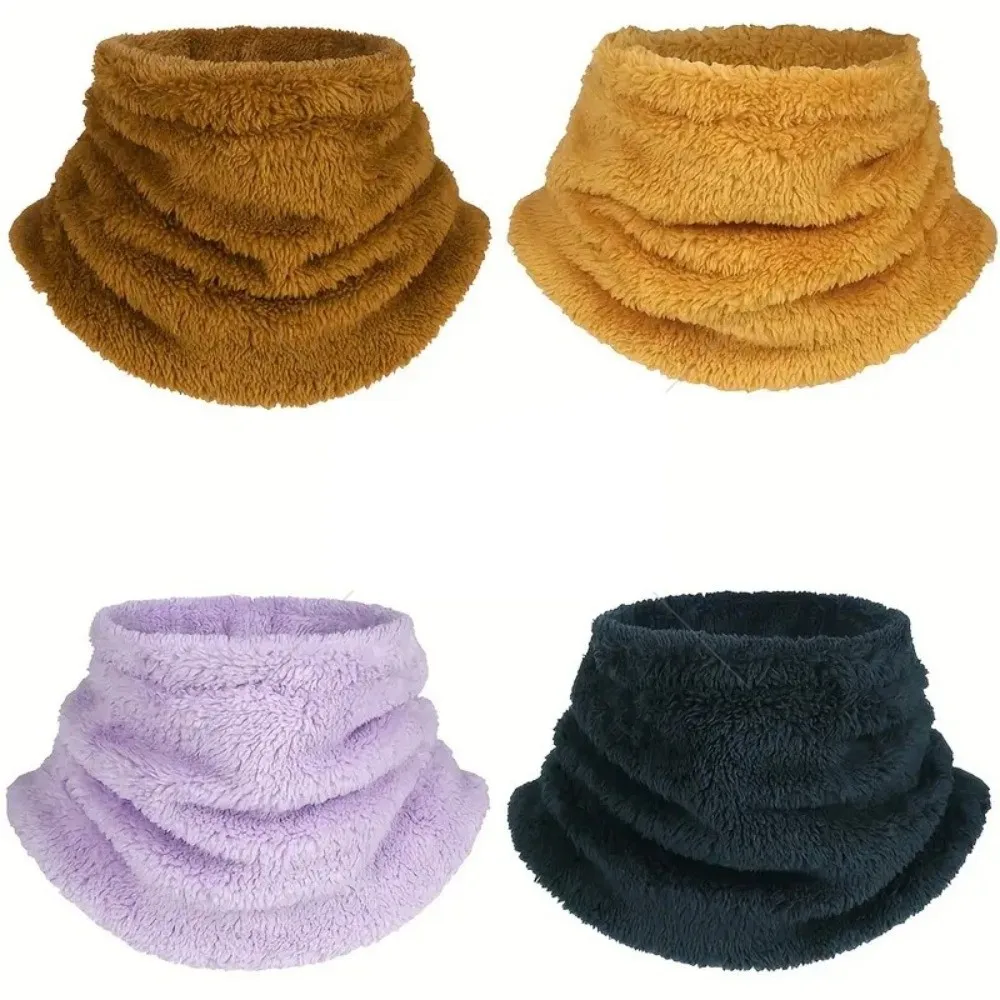 New Adjustable Warm Scarf Windproof Coldproof Fake Collar Drawstring Solid Color Tube Scarf for Outdoor Cycling Skiing