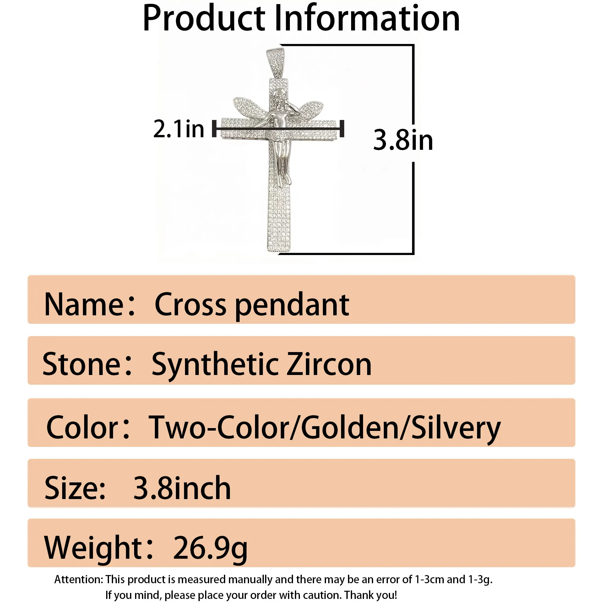 LYEE CYEE's New Light Luxury angel Cross Portrait Hip-Hop Style Pendant Necklace Can Be Paired with Cuban Chain Street Party Decoration Exquisite Jewelry Valentine's Day/Commemorative Gifts Birthday Gifts Holiday Gifts the Best Gift for Boyfriends