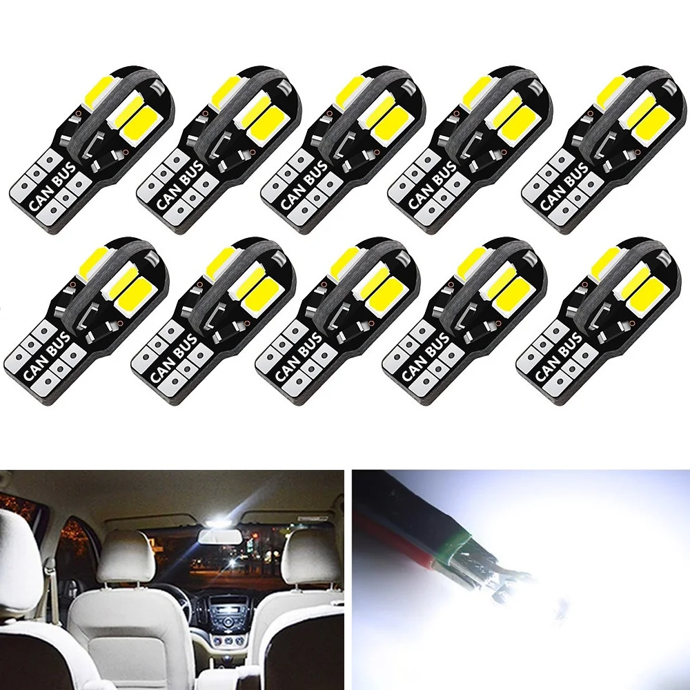 

Светодиодные лампы W5W T10 Canbus 5730 8SMD 12 в 6000K 194 168, 10 шт.