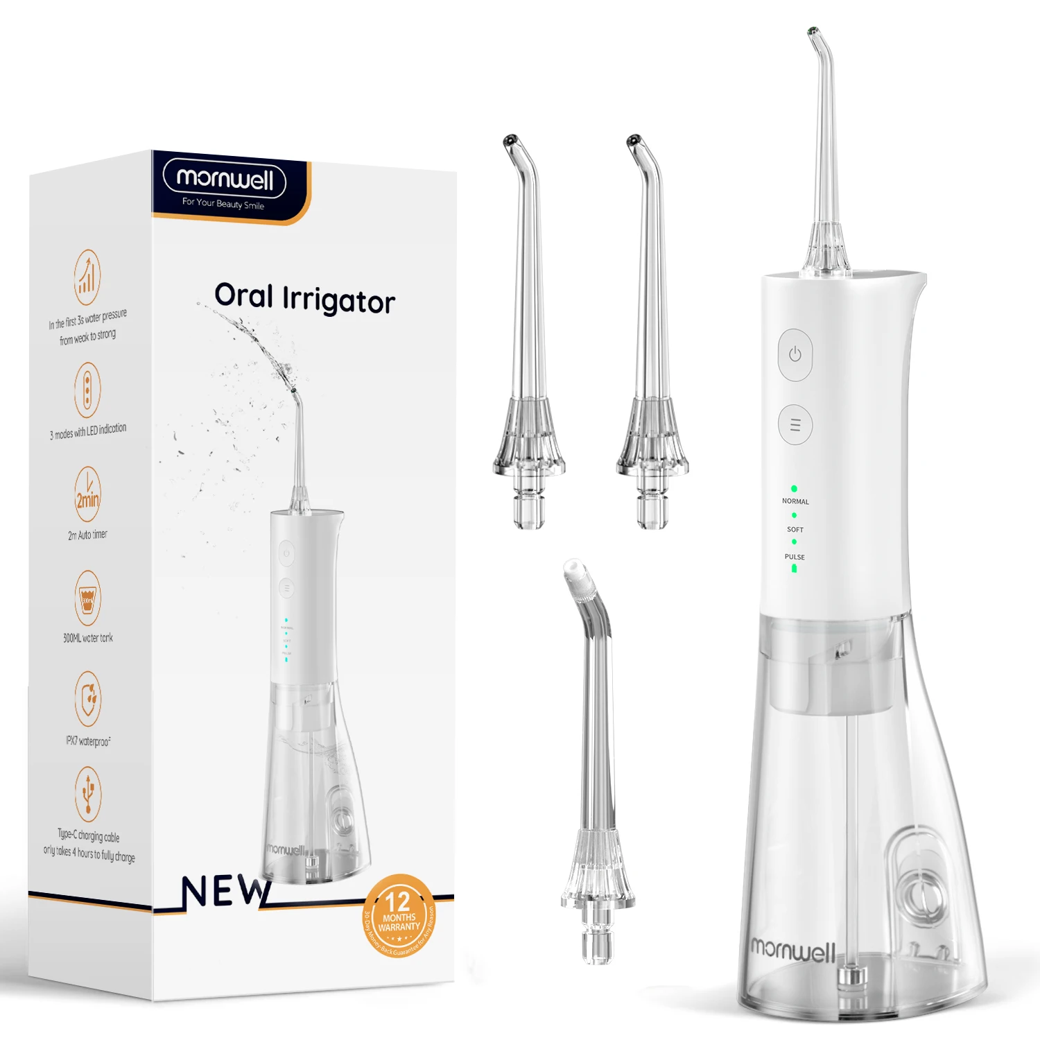 Water Flosser for Teeth Cleaning Rechargeable F29 Oral Irrigator Powerful Battery Life Water Dental Picks IPX7 Waterproof 300ML