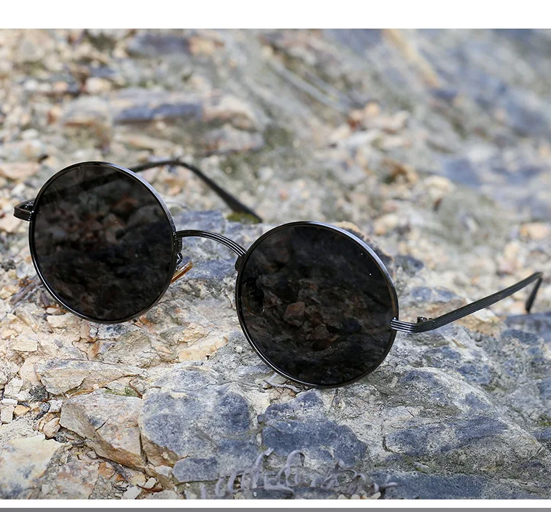 

Men Polarized Active Sunglasses Retro Punk Style Metal Round Frame Sun Glasses Drive Sports Outdoor Travel Eyewear T251