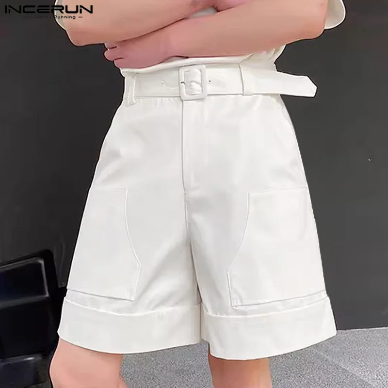 INCERUN 2024 Korean Style Shorts New Men\'s Pocket Design Solid High Waisted Shorts Casual Streetwear Male Hot Sale Shorts S-5XL