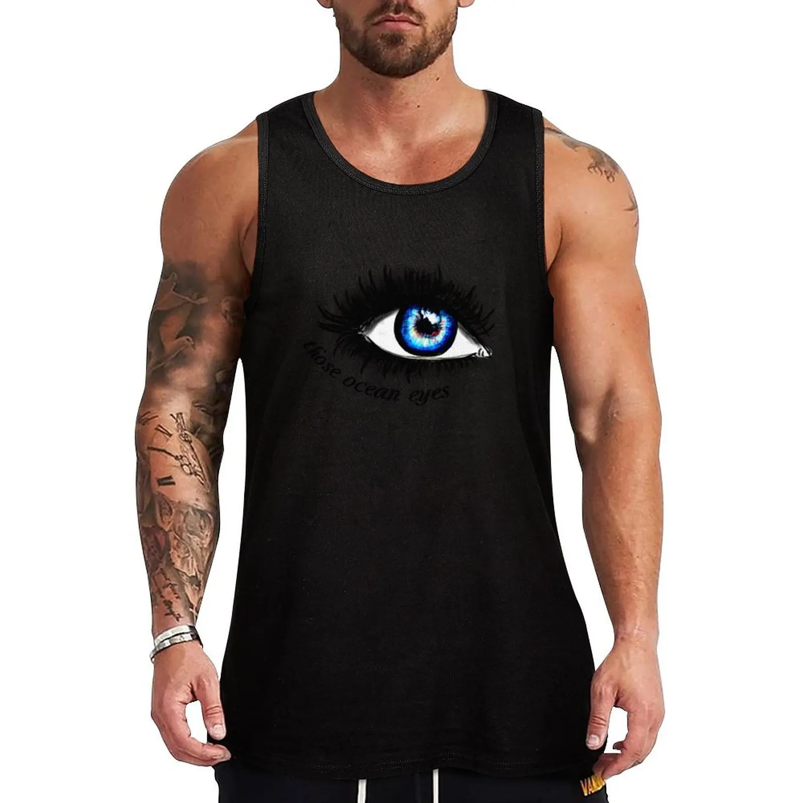 Ocean Eyes Drawing Tank Top Anti Wrinkle Tank Top Easy Care Casual Sleeveless