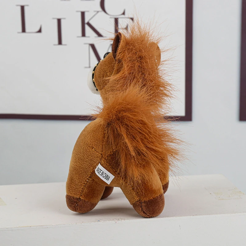 Xm1pc peluche + bolso de felpa de Metal encanto lindo Pony marrón regalos llavero de caballo para Navidad accesorios de Año Nuevo colgante de Animal relleno