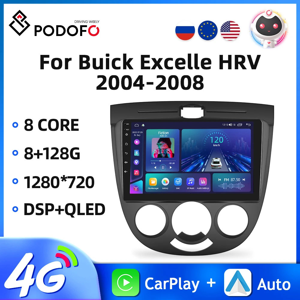 

Podofo Android 11 Car Radio For Buick Excelle HRV 2004-2008/Chevrolet Lacetti 2004-2013 Multimedia Player WIFI GPS Carplay Auto