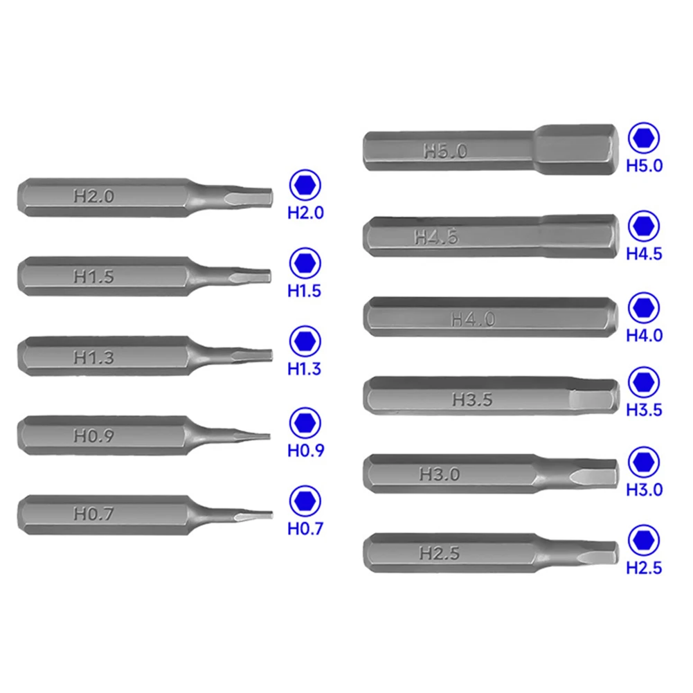 50 Stuks Schroevendraaier Bits 4Mm Hex Schacht H0.7-H5 Zeshoek Fitting Kop 28Mm Boor Voor Elektronische Reparatie Power Driver Tool