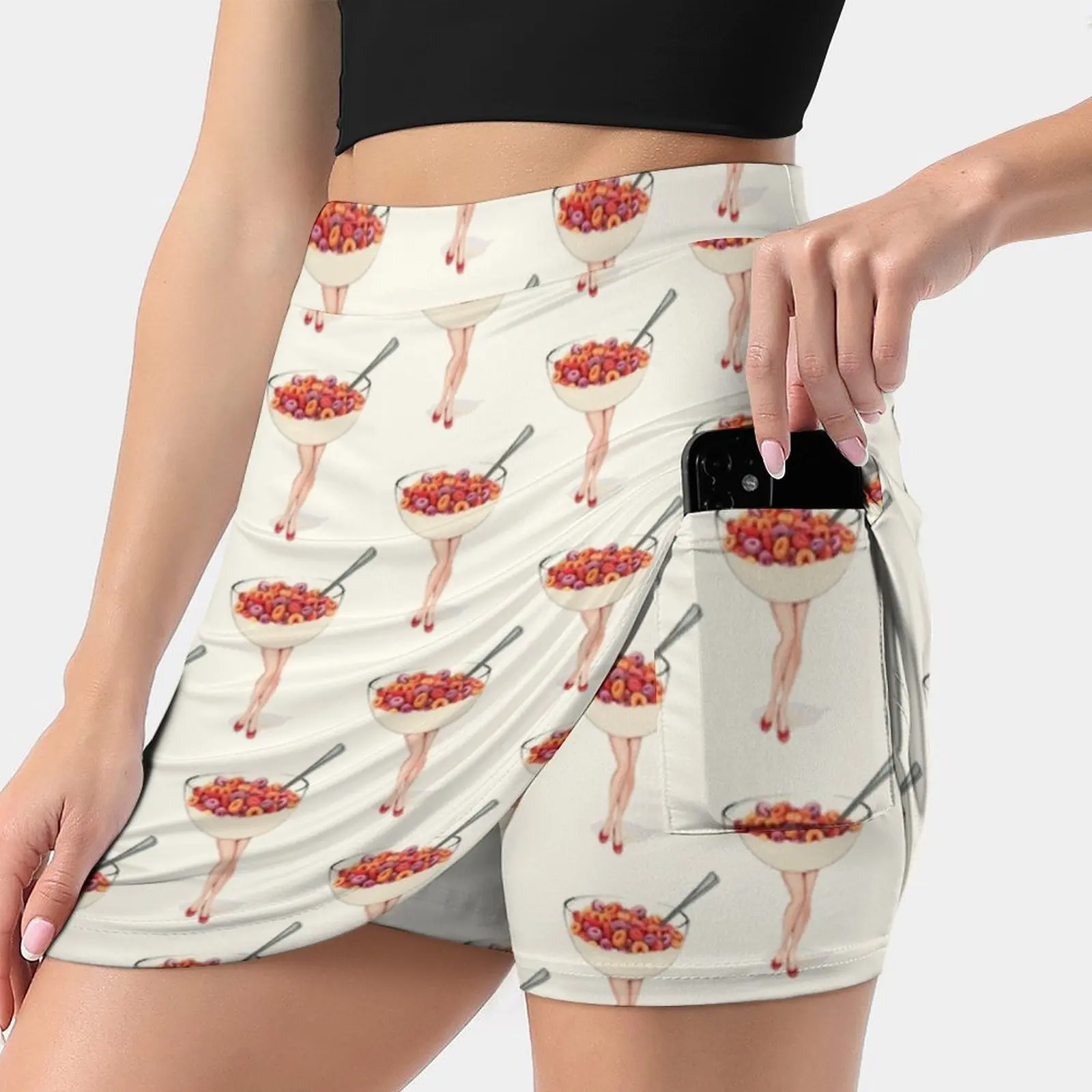 Cereal Pin - Up : Fruit Loops Women'S Fashion Sporting Skirt With Pockets Tennis Golf Running Skirts Cereal Breakfast Up Food