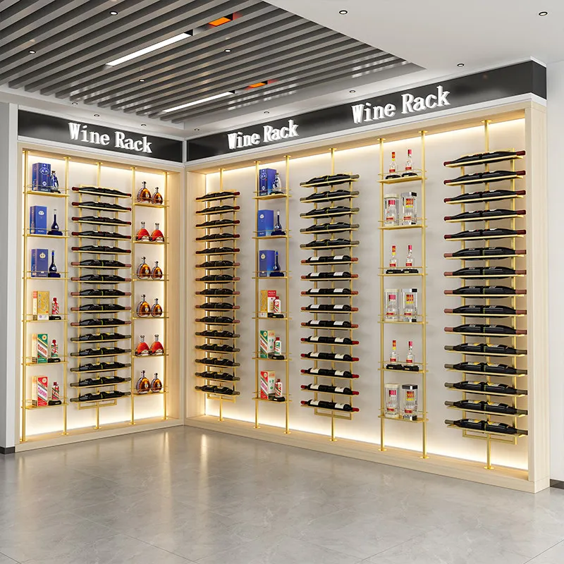 Modern simple red wine  display rack Winery wine cabinet rack Baijiu famous wine display rack Customized commercial