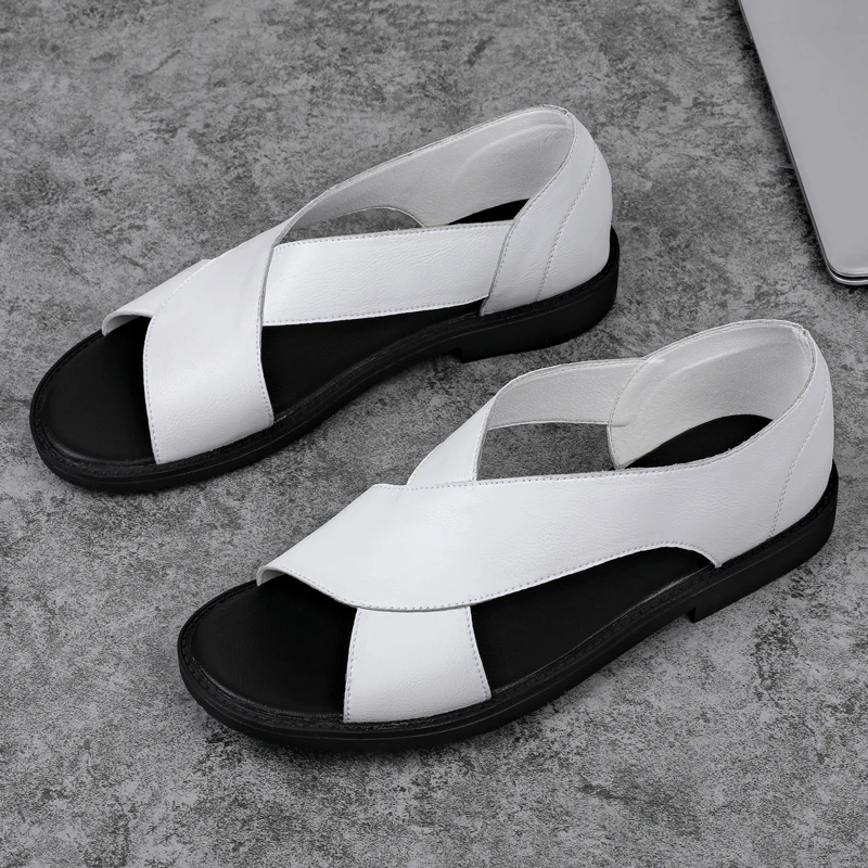 Men Fashionable Sandals Two-layer Leather Rubber Like Soft Soled Outdoor Shoes High-quality Beach Shoes Handcrafted Sizes 37-45