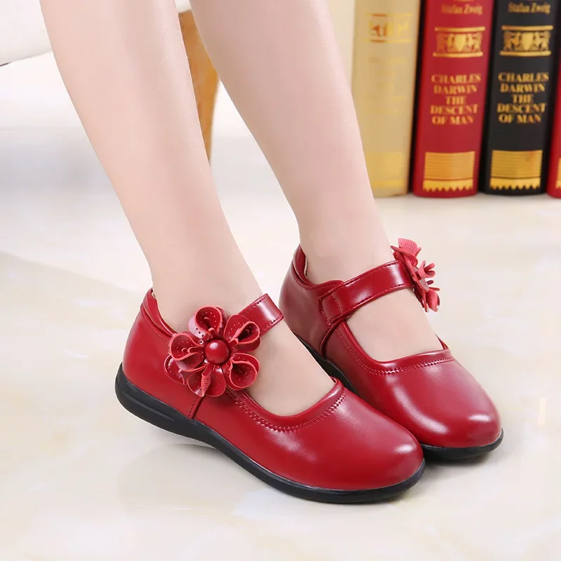 Chaussures Mary Janes pour filles, chaussures de princesse pour enfants moyens et grands, chaussures plates à fleurs pour enfants, fête scolaire, mode douce, nouveau