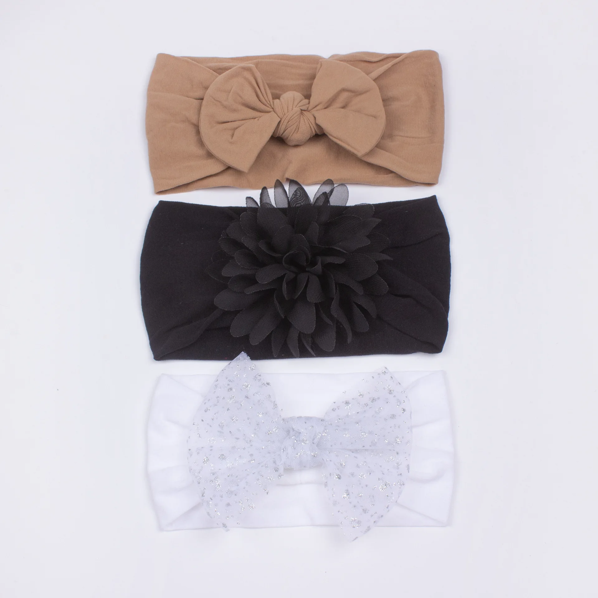 3Pcs Cute Bows Baby Headband Soft Elastic Baby Girl Hair Bands for Newborn Infant Turban Headwear Baby Hair Accessories