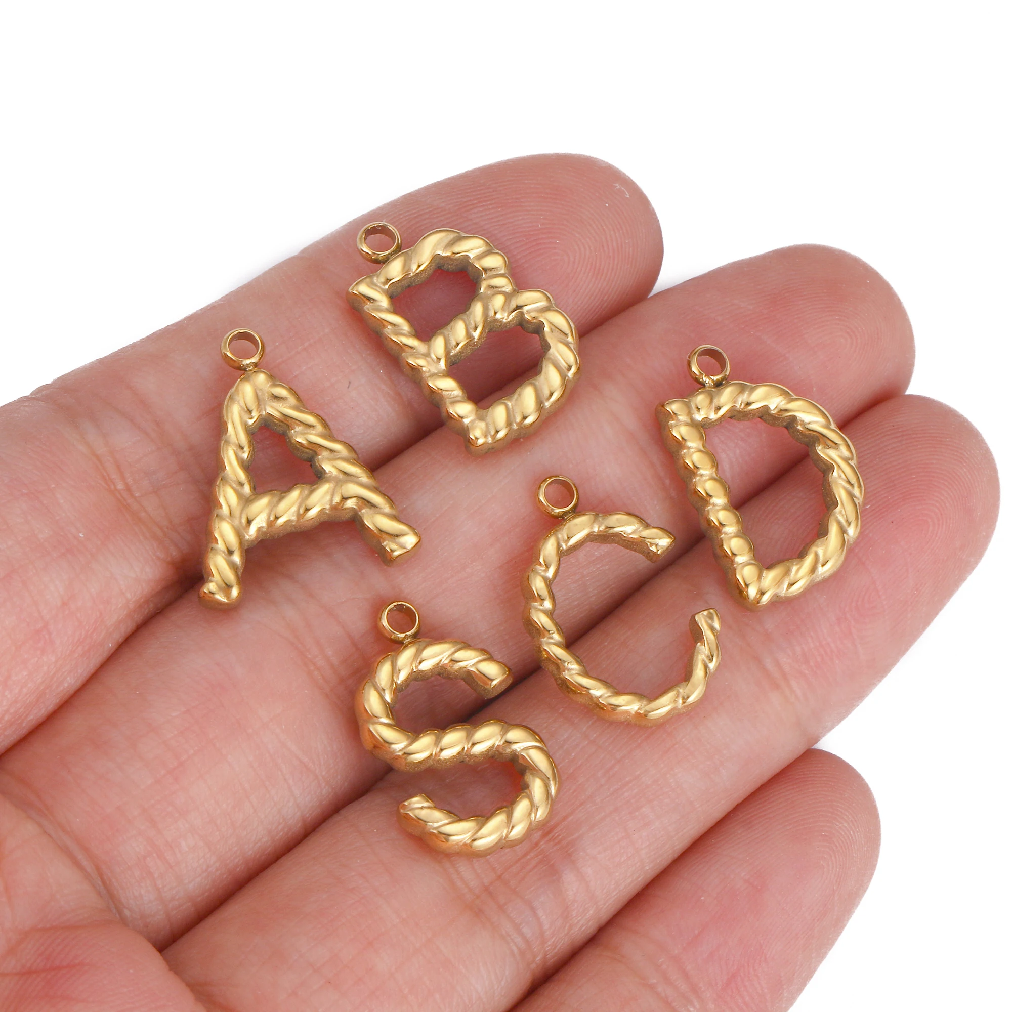 3Pcs English Letter Charm Stainless Steel 3D Alphabet Pendant Initial Capital A-Z Charm DIY Bracelet Necklace for Jewelry Making
