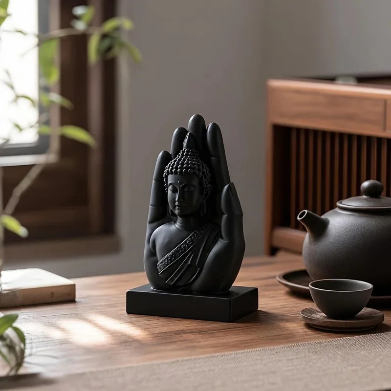 1‑Pack 3D Printed Buddha‑Hand Figurine, Meditation‑Style Home Ornament, Decor for Study & Office, Holiday Collectible for Christ