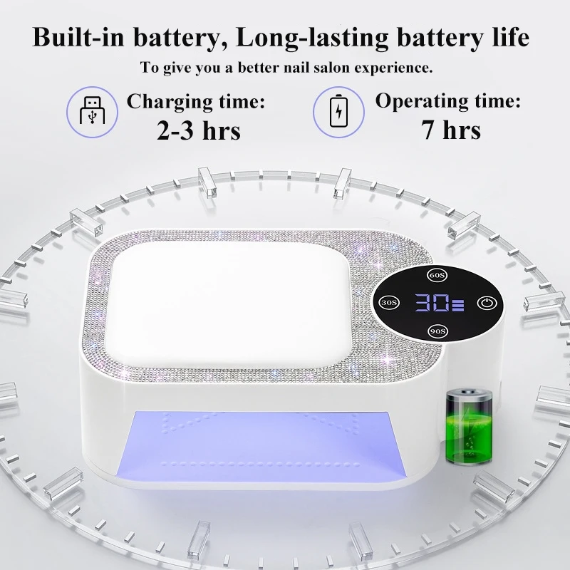 충전식 UV LED 네일 램프 손목 받침대 포함 무선 30LED 네일 드라이어 젤 폴리쉬 경화 램프 매니큐어 도구