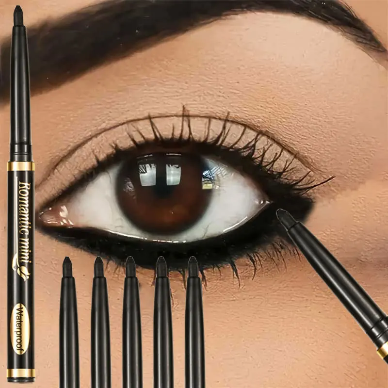 5pcs Waterproof & Sweatproof Black Eyeliner Pencils - Long-Lasting, Smudge-Proof for Bold Eye Makeup