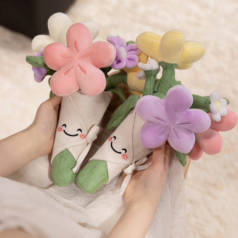 창의적인 휴대용 꽃다발 발렌타인데이 꽃 부드러운 봉제 인형 로맨틱한 여자친구 선물 결혼식 사랑 꽃