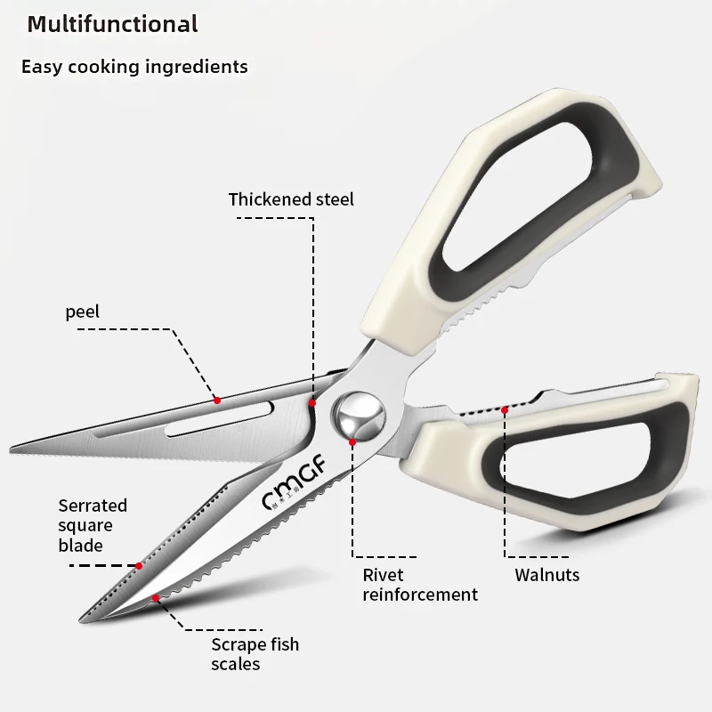 Stainless Steel Kitchen Scissors Tools Household Heavy Duty Chicken Bone Scissors Scraping Fish Scales, Multi Purpose Scissors