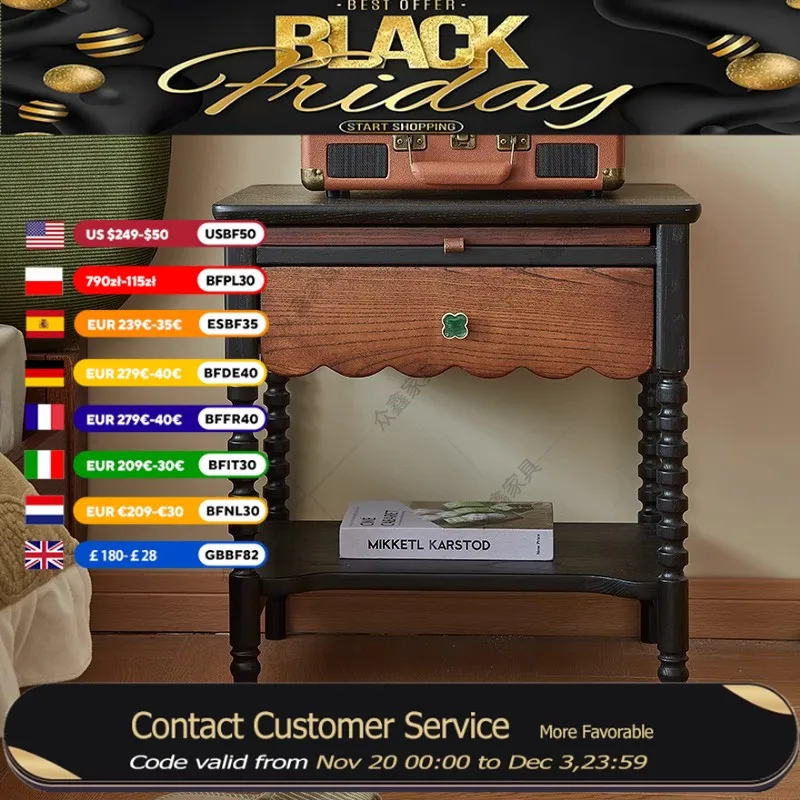 

Elegant Vintage Bedside Table Aesthetic Luxury Cabinet Storage Bedside Table Drawers Unique Gothic Mesitas De Noche Furniture