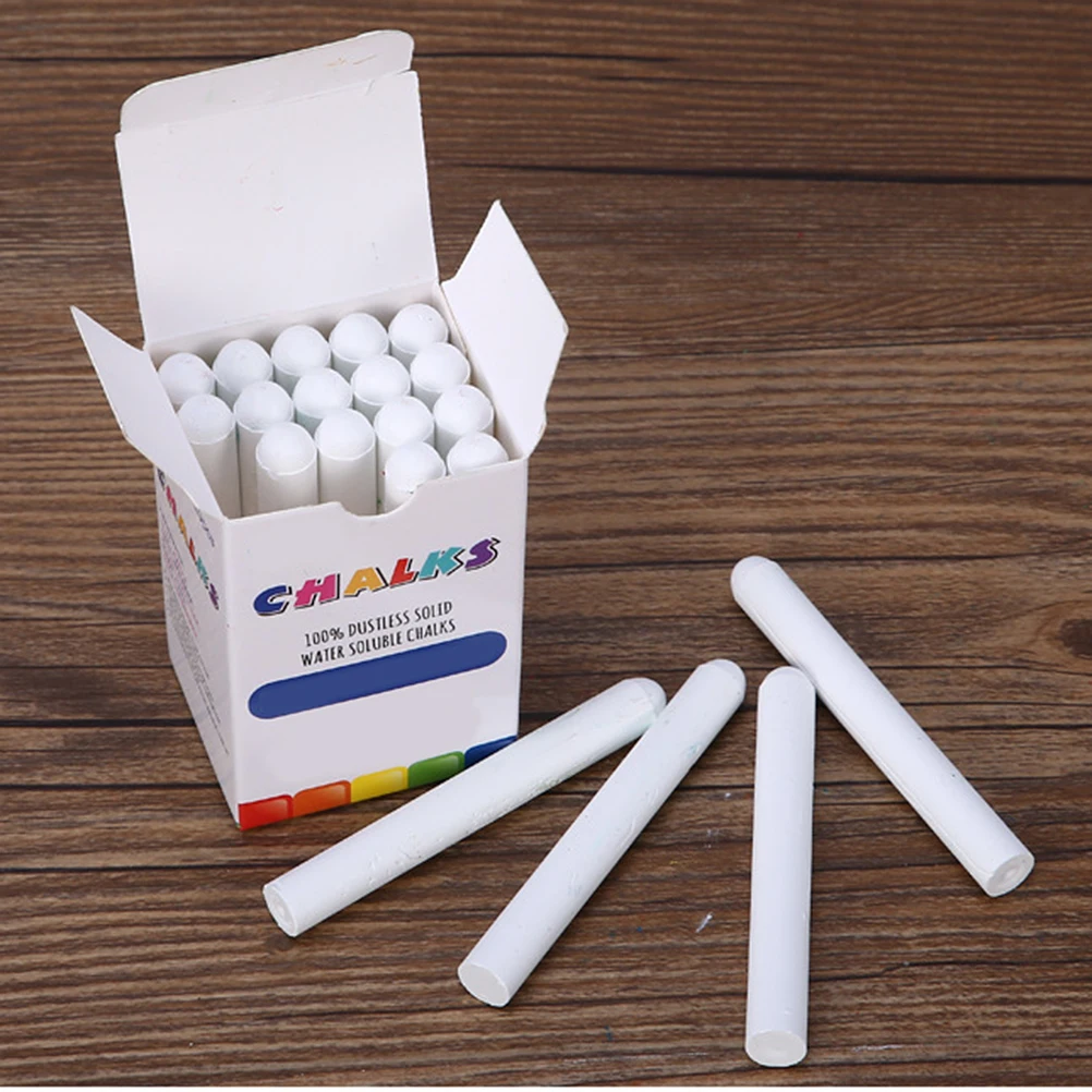 

20 pcs Water Soluble Dustless Chalks Washable Eco-Friendly Kids Chalk White Easy To Wipe Non-Toxic For Blackboard Sidewalk Floor