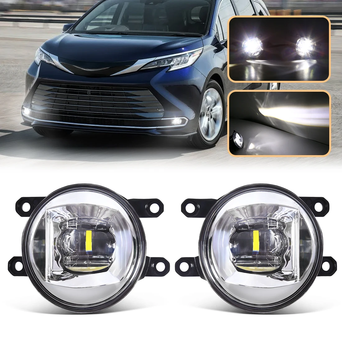 LED Fog Lamp For Toyota Sienna 2021 2022 2023 2024 Front Bumper Fog Light Driving Lamp Assembly High Power 12V