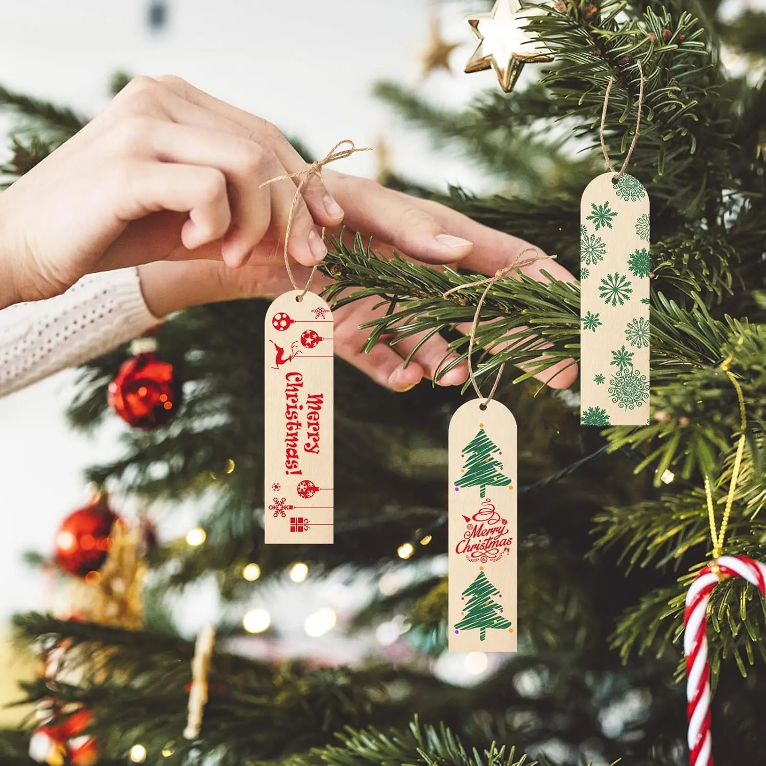 10/20/40/100 قطعة الإشارات المرجعية الخشبية الفارغة مع شرابات مجموعة DIY بها بنفسك الإشارات المرجعية الحرفية الخشبية علامة مربعة حفل زفاف عيد ميلاد ديكور #5