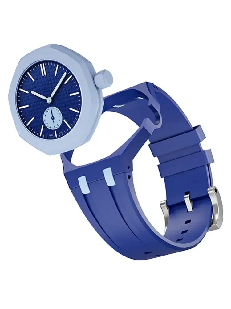 2-in-1-PC-Gehäuse + Silikonarmband für Swatch X AP Royal Pop Taschenuhr, umwandelbar in Armbanduhr, integriertes Modifikationszubehör