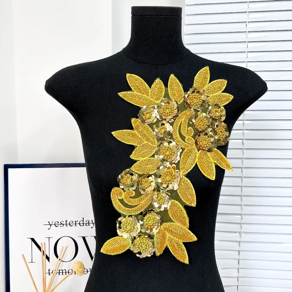 Sequin Flower Embroidered Patches Three Dimensional Flowers Exquisite Clothes Patches Elegant Detachable Patch Repair
