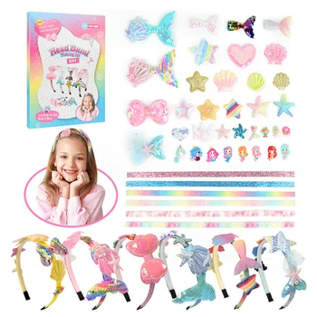 Girls DIY Toy Hair Accessories, Arts & Crafts Gift Set 6pcs Headband Making Kit,Christmas Birthday Gift ages  6 7 8 9 10 11