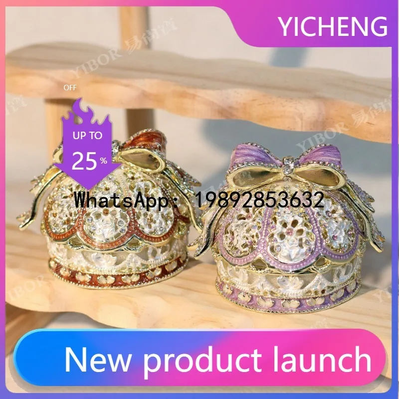 ZSH-1 New Valentine's Day Gift Bow Crown Jewelry Box Enamel Color Crown Gift Box Creative Birthday Gift