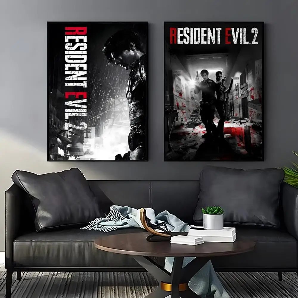 R-Resident Evil Game Poster Home Living Bed Room Bar Hallway Sticky Wall Art Printing Aesthetic Decor