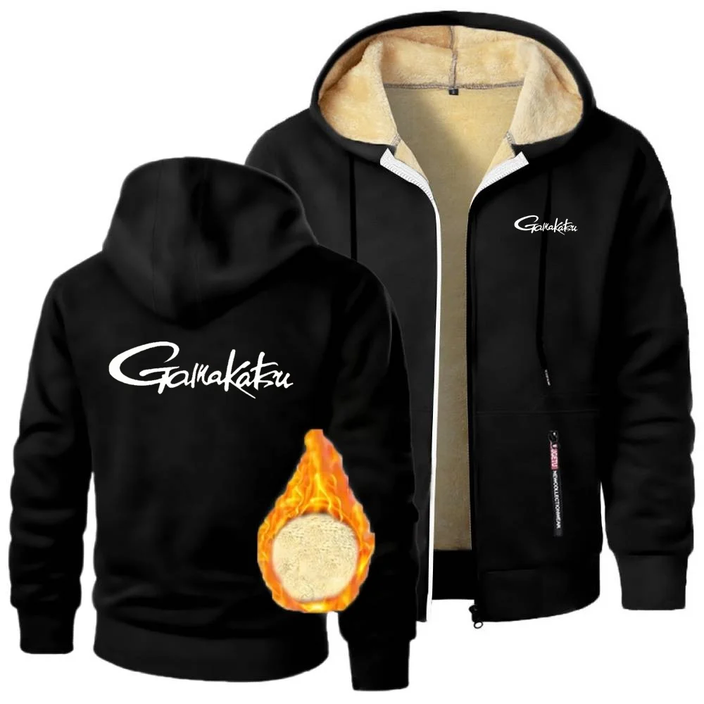 ملابس رياضية غير رسمية معاطف Gamakatsu الصيد رجالي أبلى قلنسوة بسحاب بلوزات الشتاء امبسوول الصوف رشاقته سترة رياضية #4