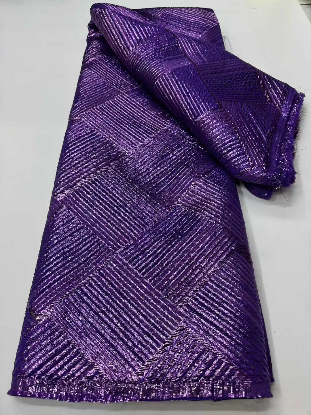 2025 Nigeriaanse Damast Brocard Tiss Gradiënt Kant Nieuwe Afrikaanse Brokaat Stof Jacquard Organza Kant Frans Netto Materiaal